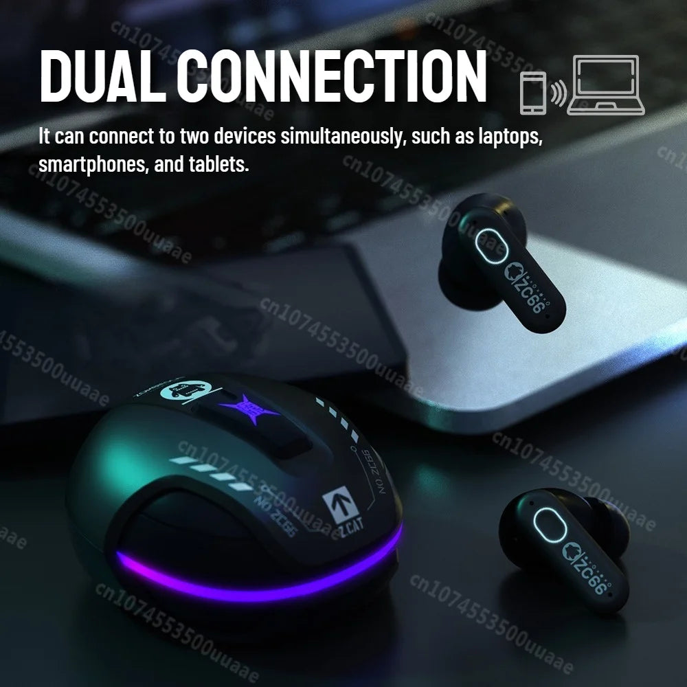Zombies Cat B5 Active Noise Cancellation Headphone Bluetooth 5.4 ANC Earbuds Dual Connection TWS Wireless Earphones with 4 Mics