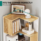 YITAHOME Wooden 5-Tier Corner Bookcase - Floor Standing Display Shelf for Living Room Office, 54x40x159.5cm