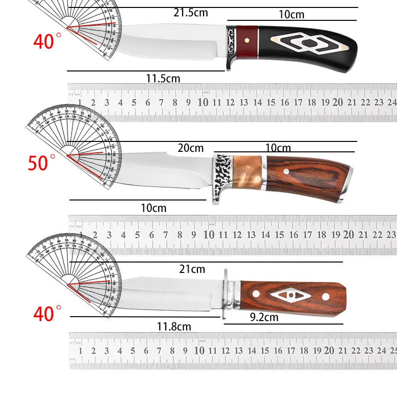 Kitchen straight knife, stainless steel fruit knife with knife sleeve, chef's professional barbecue handle, meat small knife