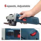 1000W Electric Angle Grinder 100mm 125mm Corded Grinding Machine 6 Speeds Electric Grinding Cutting Polishing Power Tool 220V EU
