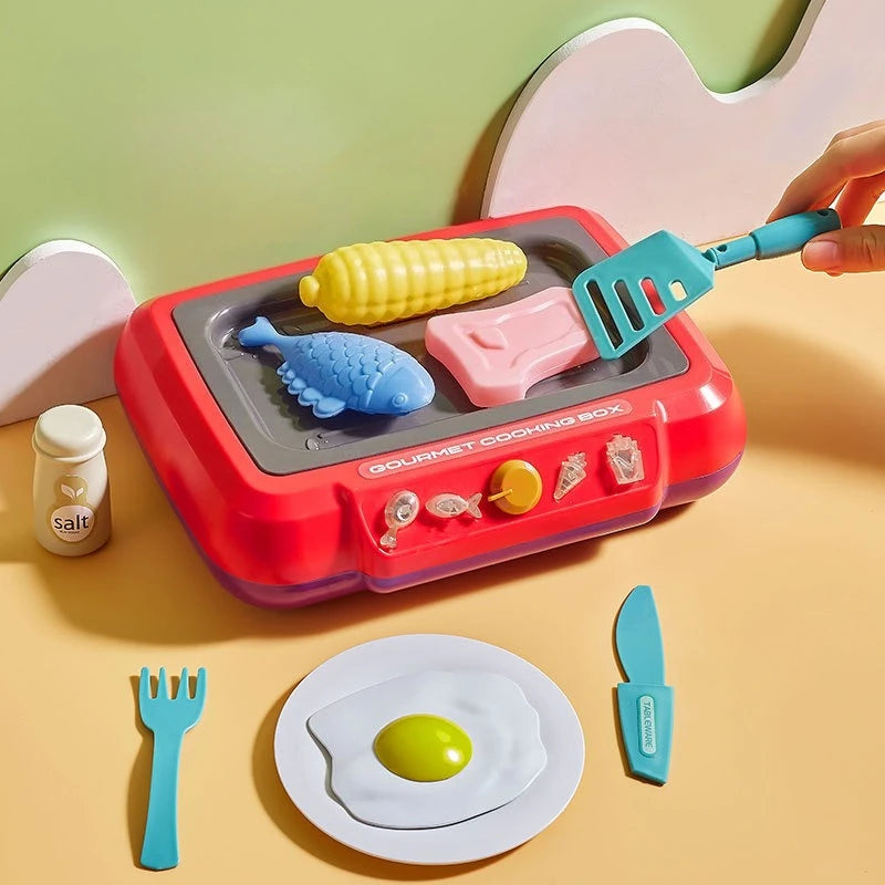 Childrens Pretend Play Kitchen Set with Toys Girls Cooking Set Realistic Kitchenware for Parent-Child Interaction Birthday Gifts