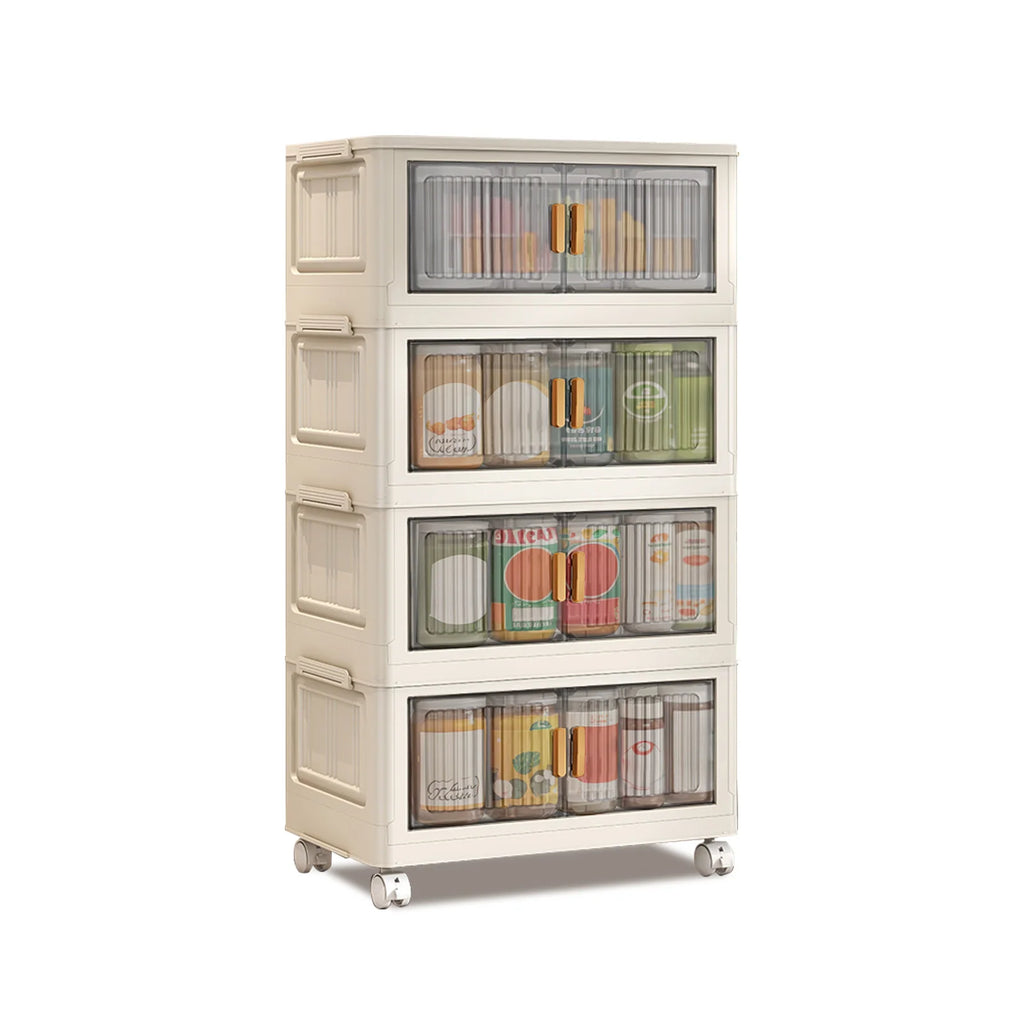 Plastic Folding Storage Cabinet, Multi-Shelf Organizer for Bedroom & Living Room, Compact Household Storage Cabinet