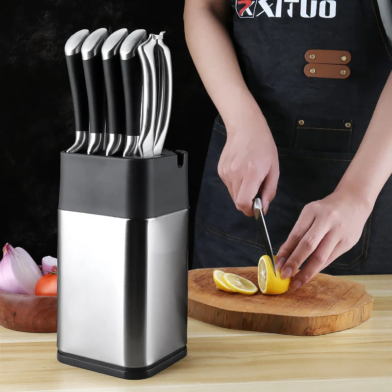 XITUO Kitchen Household Multi-function Knife Storage and Placement Rack Knife Holder with Sharpener for Various Knife Types