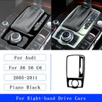 For Audi A6 S6 C6 2005-2011 Piano Black Centre Gear Shift transmission Panel Cover Car inside Trim Accessories Sticker