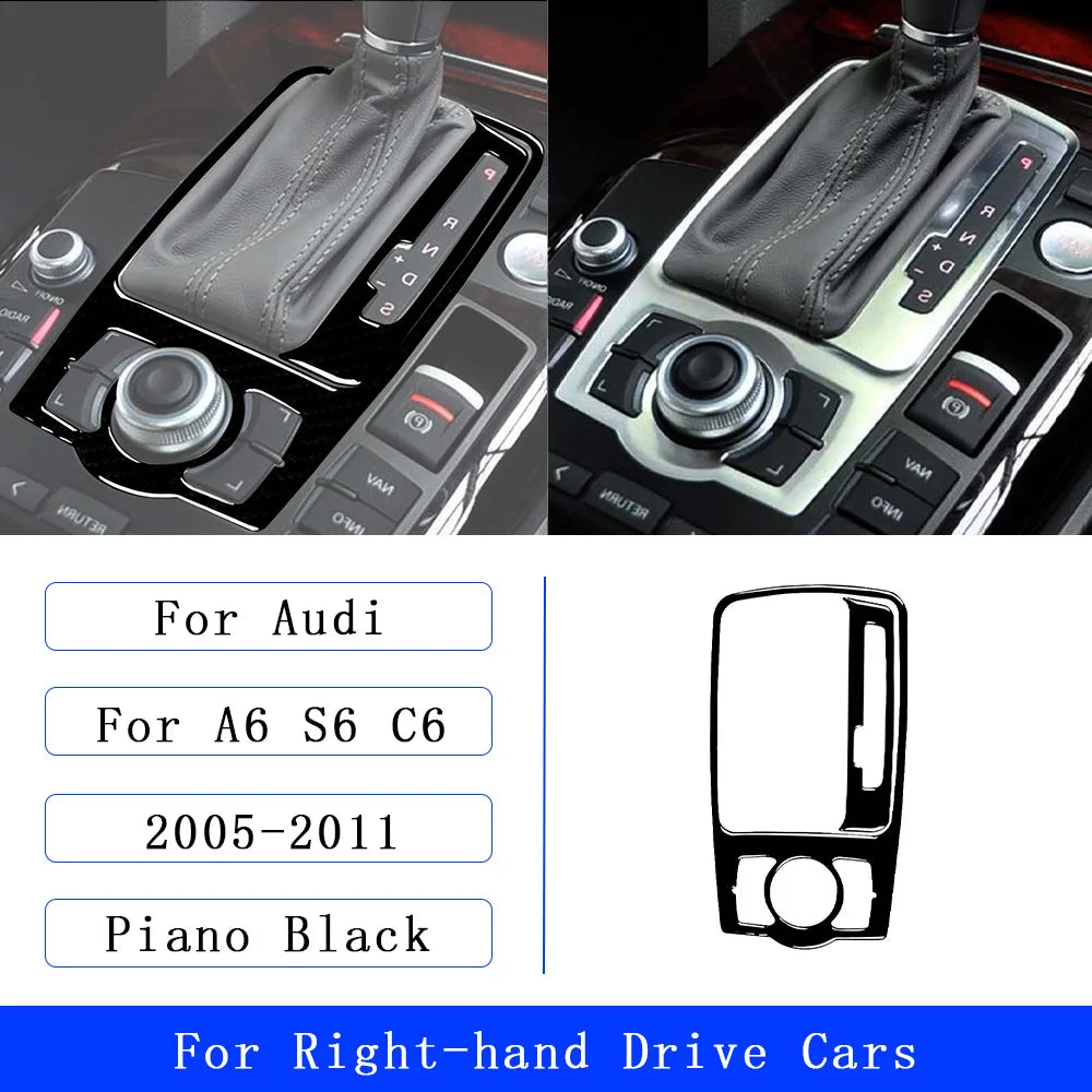 For Audi A6 S6 C6 2005-2011 Piano Black Centre Gear Shift transmission Panel Cover Car inside Trim Accessories Sticker