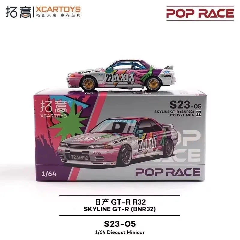 New In Stock Poprace 1:64 Nissan Skyline Gtr32 Championship Car Alloy Miniature Diecast Nissan Ornaments Custom Toys Kid Gift