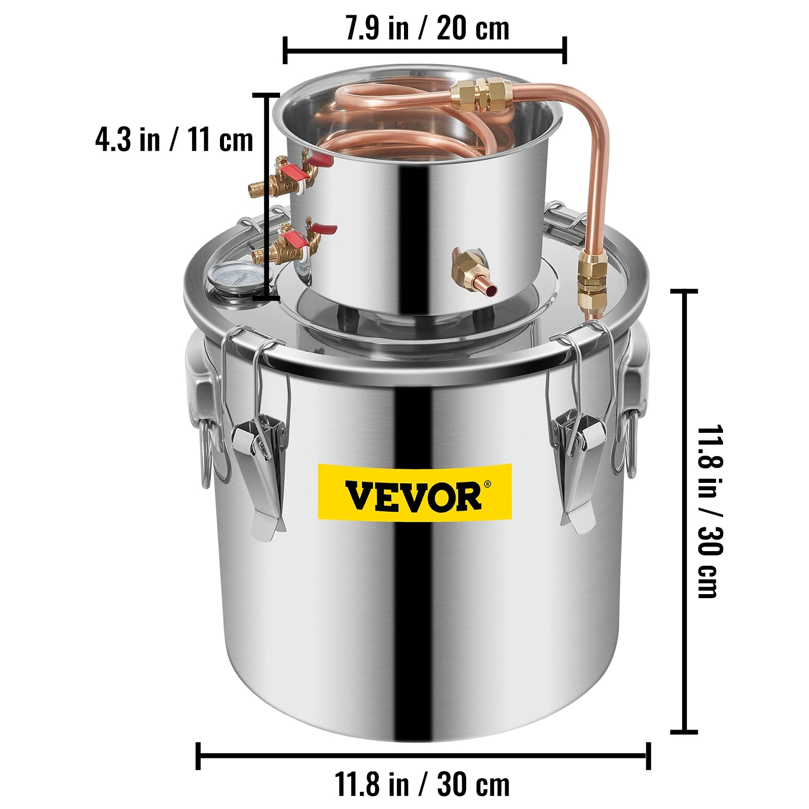 SucceBuy 3 5 8 Gal Alcohol Distiller Alambic Moonshine Still Stainless Copper DIY Home Brew Water Wine Essential Oil Brewing Kit