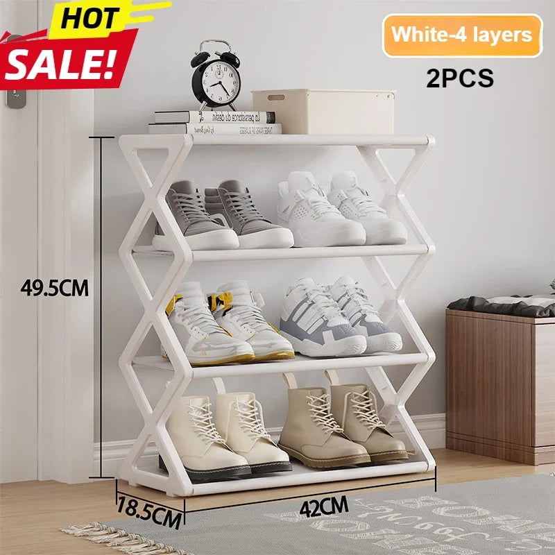 Home Shoe Shelf Organizer Sturdy 4 Tier Shoe Rack Foldable Dustproof Storage for Entryway Bedroom Closet Space Saving Organizer