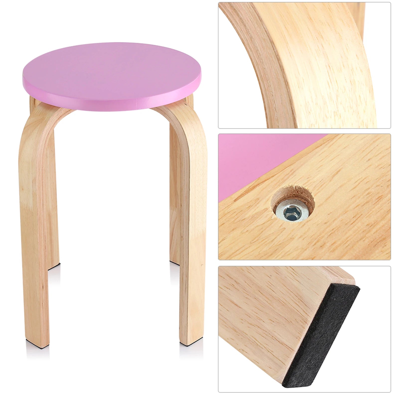 Anti-Slip Bent Wood Stacking Stool Candy Color Home Furniture Kids Room Decor Bentwood Stool Home Stool Stool Wooden Stool