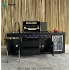 Customized Modern Backyard Outdoor Kitchen Charcoal Gas Grill With Refrigerator Collapsible Sink For Alfresco Gatherings