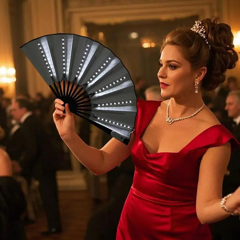 Light Up Folding Hand Fan LED Hand Fan For Dancing Stage Performance Props For Wedding Night Club Hot Weather Cooling Tools