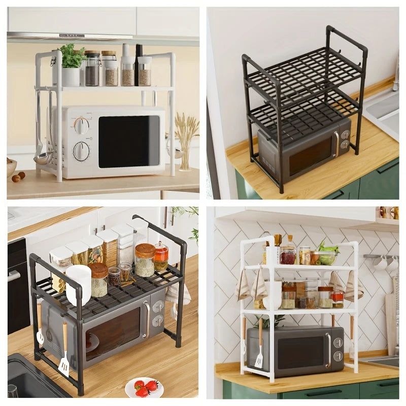 1 Set Of Multifunctional Thickened Household Kitchen Microwave Storage Rack, Microwave Seasoning Storage Rack