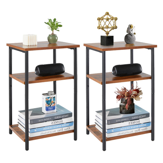 2/3-Tier End Table - Space-Saving Side Table w/ Adjustable Feet & Steel Frame for Bedroom & Living Room | AlluCanFind