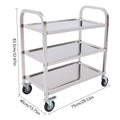 3 Floors Stainless Steel Serving Trolley Transport Cart  Kitchen Roller