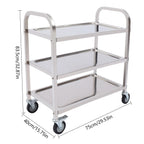 3 Floors Stainless Steel Serving Trolley Transport Cart  Kitchen Roller