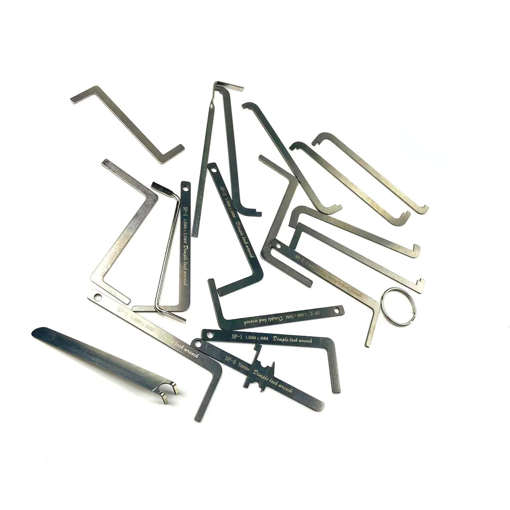 19pcs Locksmith Useful Push Rod Lock Pick Tension Wrench,Stainless Steel Lockpick Hardware Tools for Family