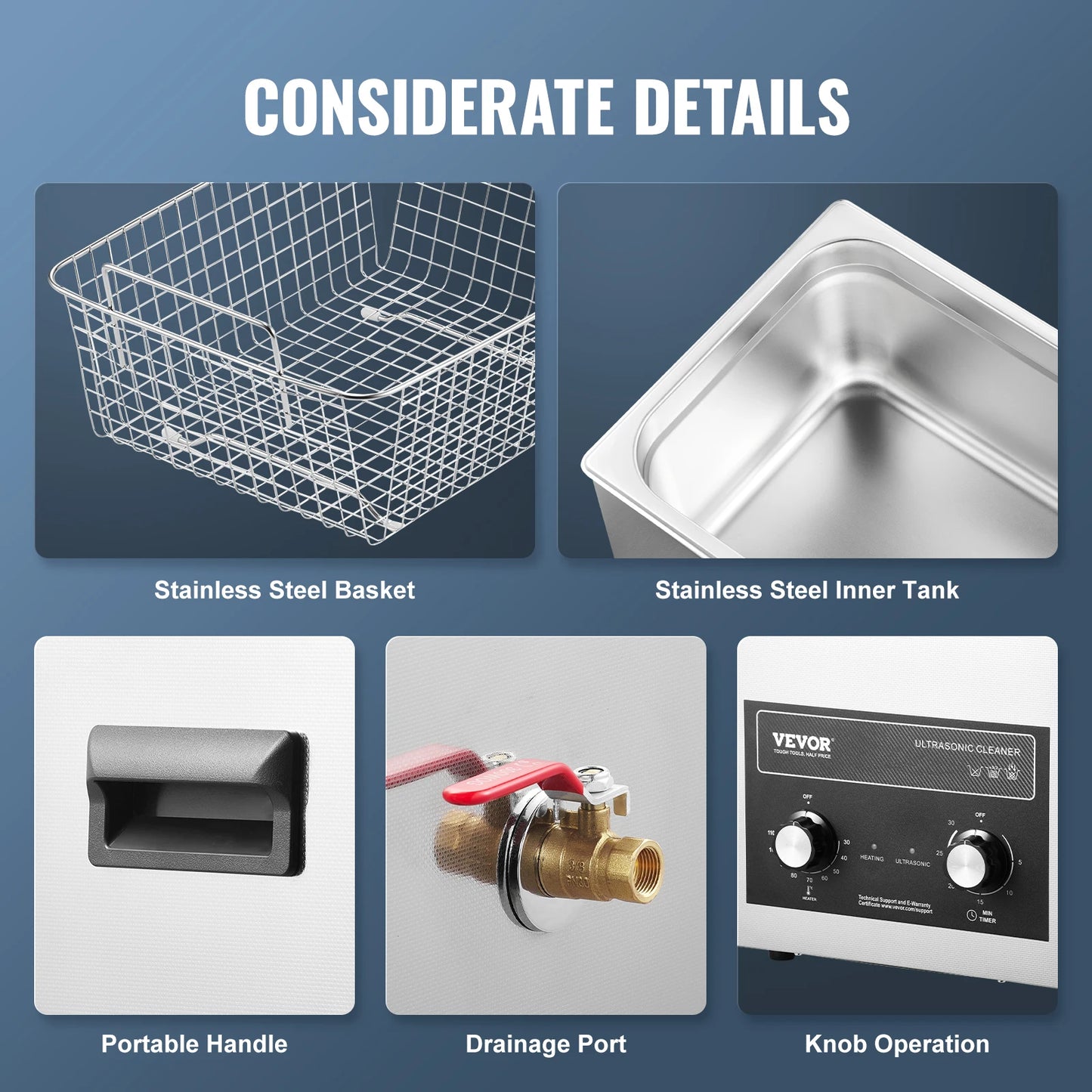 SucceBuy 2/3/6/10/15/30L Ultrasonic Cleaner with Heater Timer for Lab Tools Metal Parts Carburetor Brass Auto Parts Engine Parts