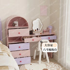 chest dresser integrated end of bed corner storage retractable dressing table bedroom pink dressing table