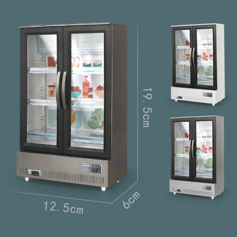21PCS Kitchen Toy Double-Door Large Refrigerator Miniature Furniture Music Light Food Accessories Model For Girl Birthday Gift