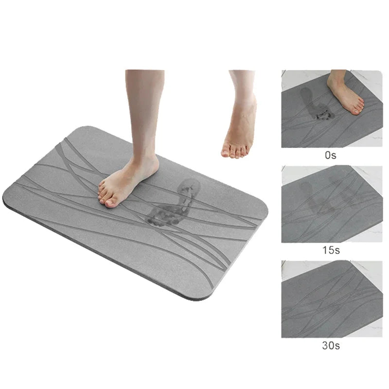 Stone Bath Mat Natural Diatomaceous Earth Shower Mat Super Absorbent Quick Drying Bathroom Floor Mat Grey Rug Easy To Clean 2024