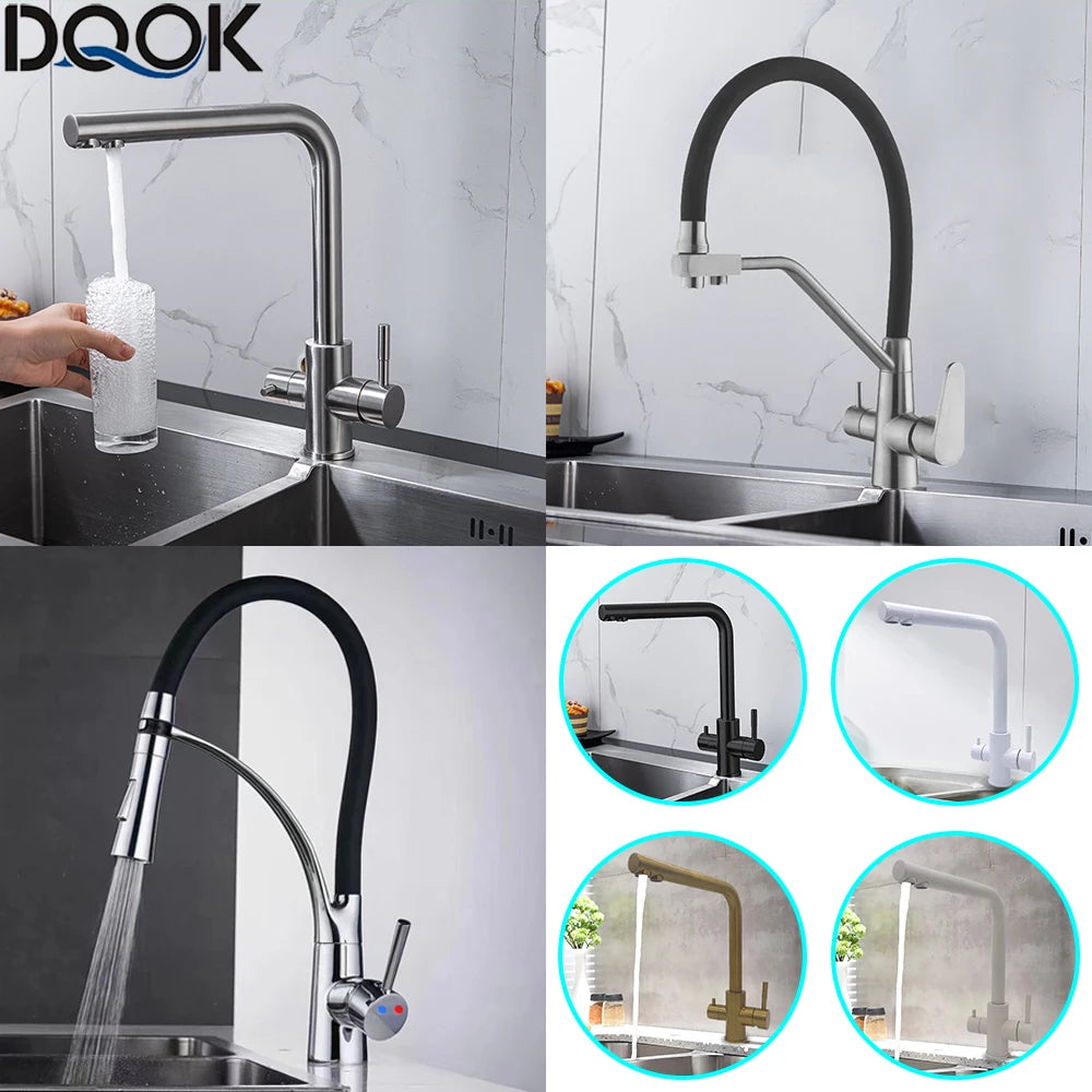 Black Filtered Kitchen Faucet Water Filter Kitchen Faucets Filter Faucet Mixer Water Purification Water Drinking Water Taps