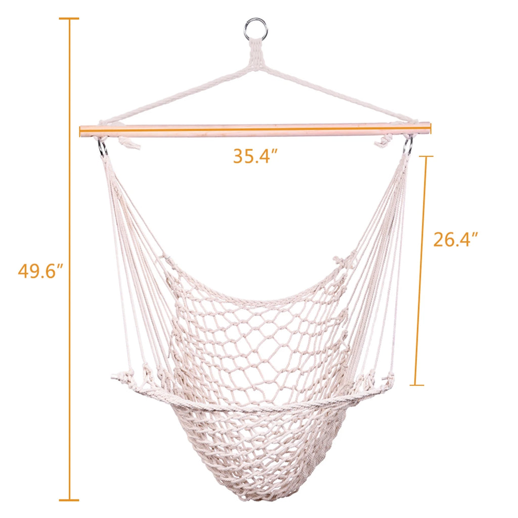 Nordic Style White Hammock Outdoor Indoor Garden Dormitory Bedroom Hanging Chair For Child Adult Swinging Single Safety Hammock