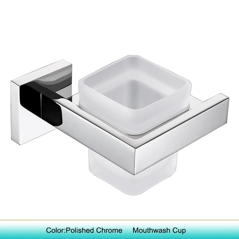 Chrome Polished WC Accessories Toilet Paper Holder Wall Hook Towel Bar Robe Hanger Rack Stainless Steel Bathroom Hardware Set