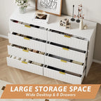 Large White Dresser with 8 Drawers, 55" Wide Dressers & Chests of Drawers with Large Capacity Storage