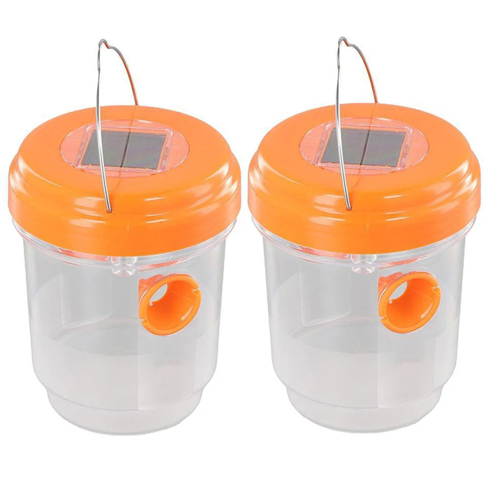 Solar Wasp Trap Waterproof Outdoor Hanging Trap Non-Toxic Bee Hornet Traps Wasp Fly Trap Light Reusable Garden Fruit Fly Catcher