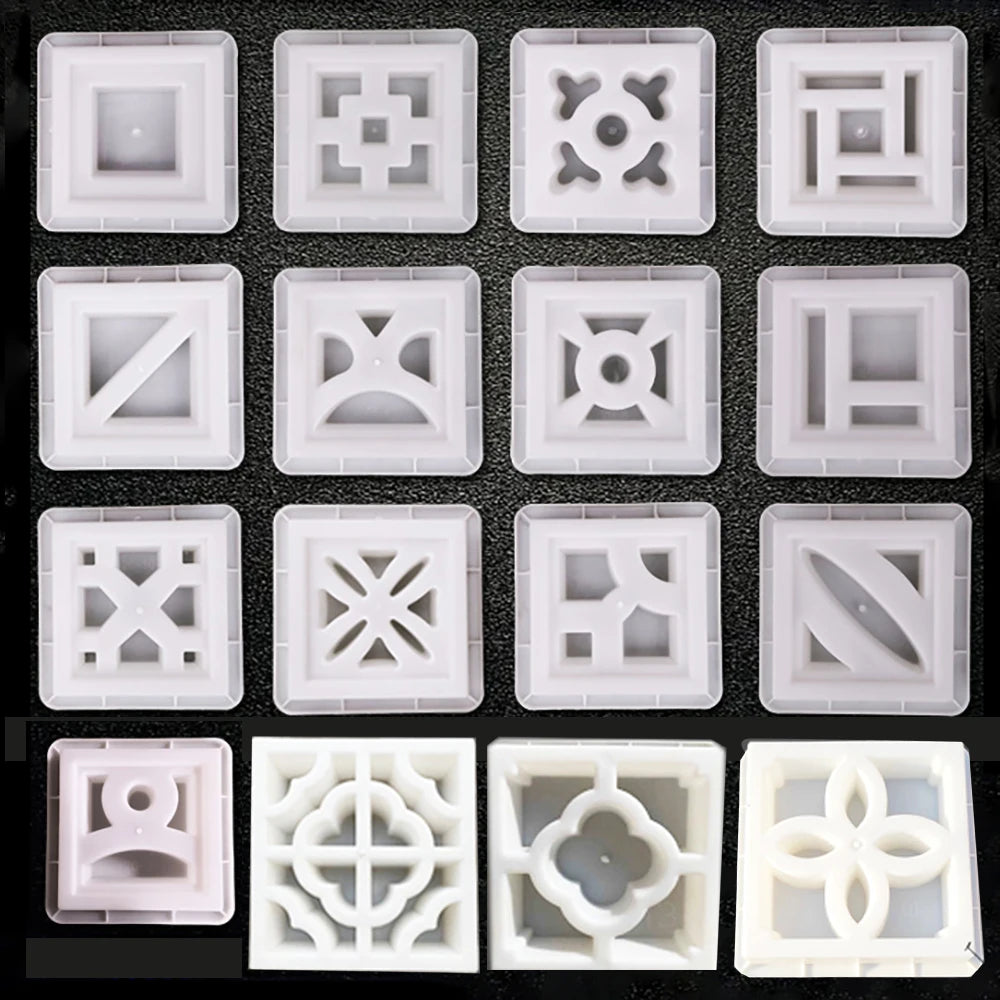 Cement Brick Mold Plastic Decorative Wall Window Mould Antique Garden Building Ornament Concrete Hollow Cement Brick Molding 1Pc