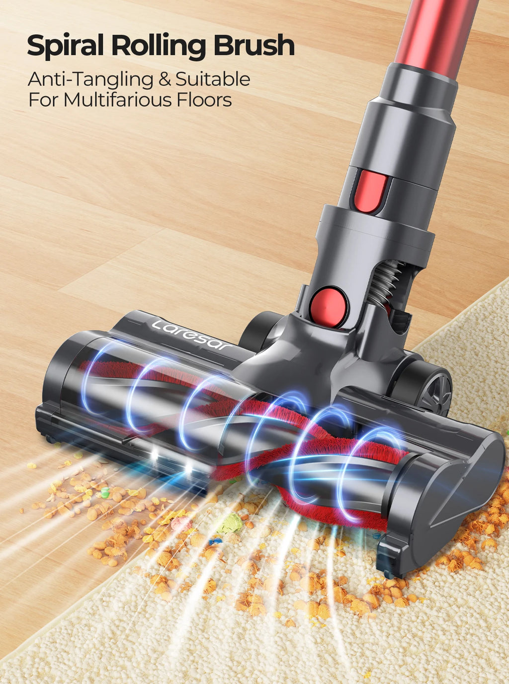 Laresar 48000pa 500W V8 Cordless Vacuum Cleaner Car 60 Mins Home Appliance Wireless Removable Battery 2024 NEW Brushless mo