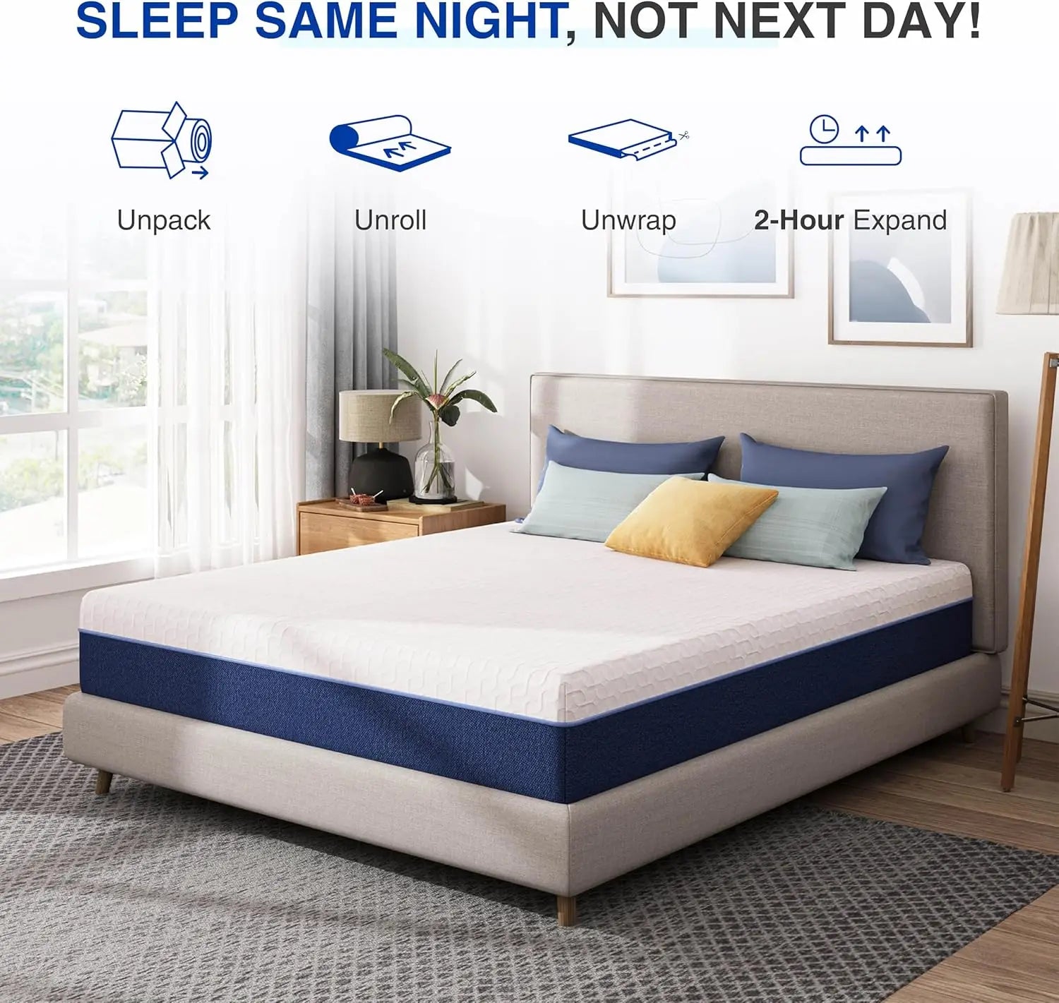 6 Inch Full Gel Cooling Memory Foam Mattress Pressure Relief Medium Firm Support Mattress in a Box CertiPUR-US Certified