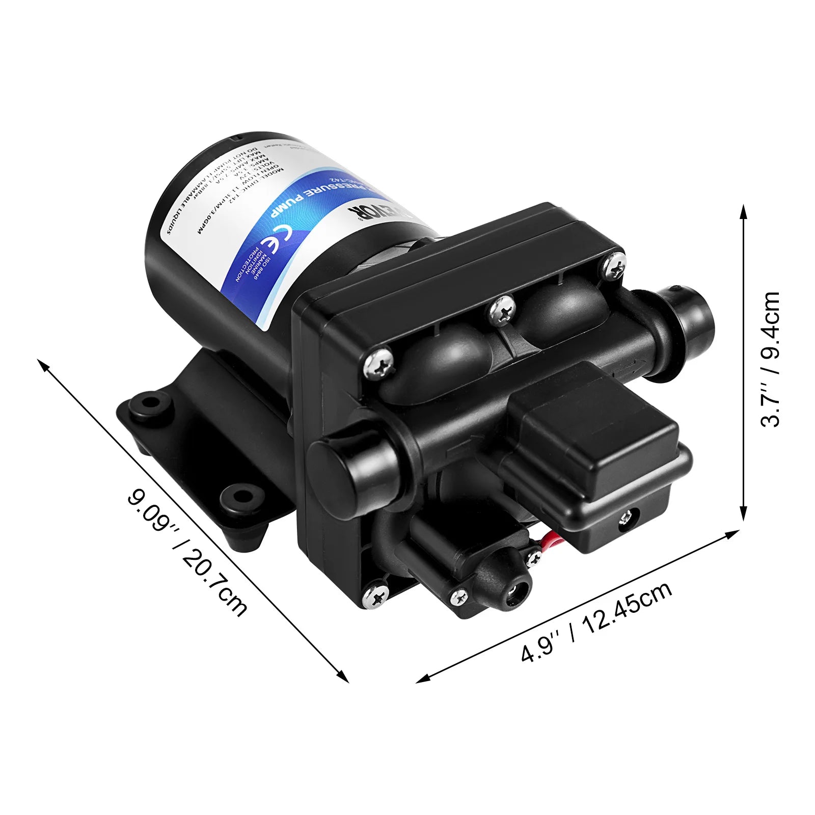 SucceBuy 3 4GPM Fresh Water Pump 12VSelf Priming Sprayer Pump RV Water Pump W/ Pressure Switch Camper Marine Boat Diaphragm Pump