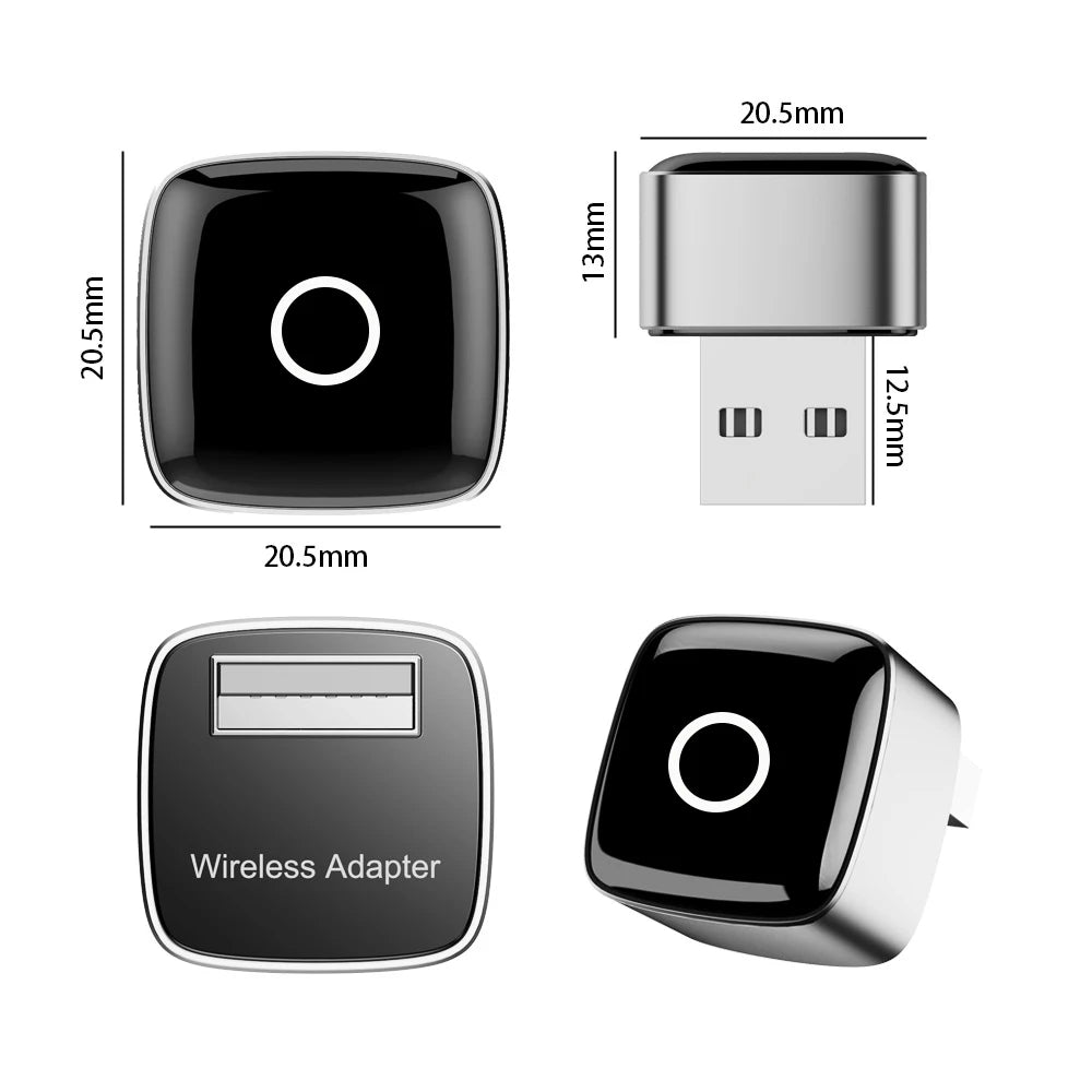 Super Mini Wireless Carplay Adapter M5 Smooth Dual Core Chip Car Audio Receiver Alloy Material Suitable for WiFi/Bluetooth