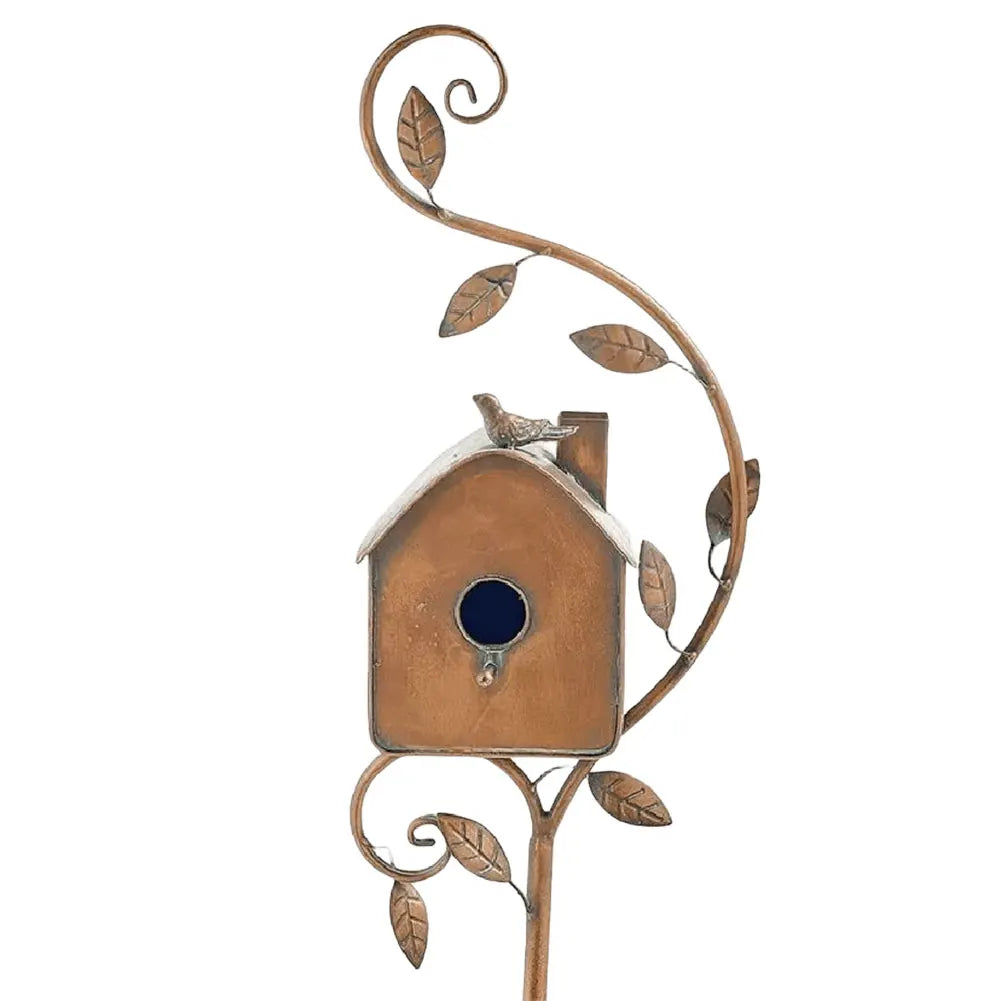 Birdhouse Garden Stakes Garden Outdoor Metal Birdhouse Decoration Metal Birdhouse Stake for Outdoor Garden Yard Decoration