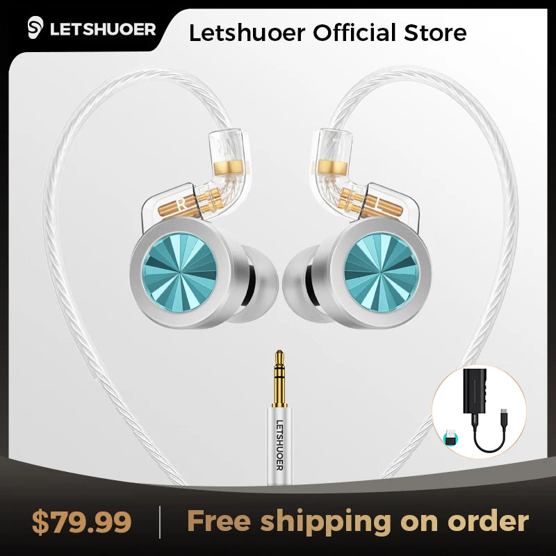 LETSHUOER D02 Type-C In-Ear Monitor 11mm Dynamic Driver Earphones Replaceable Cables Gaming Earbuds