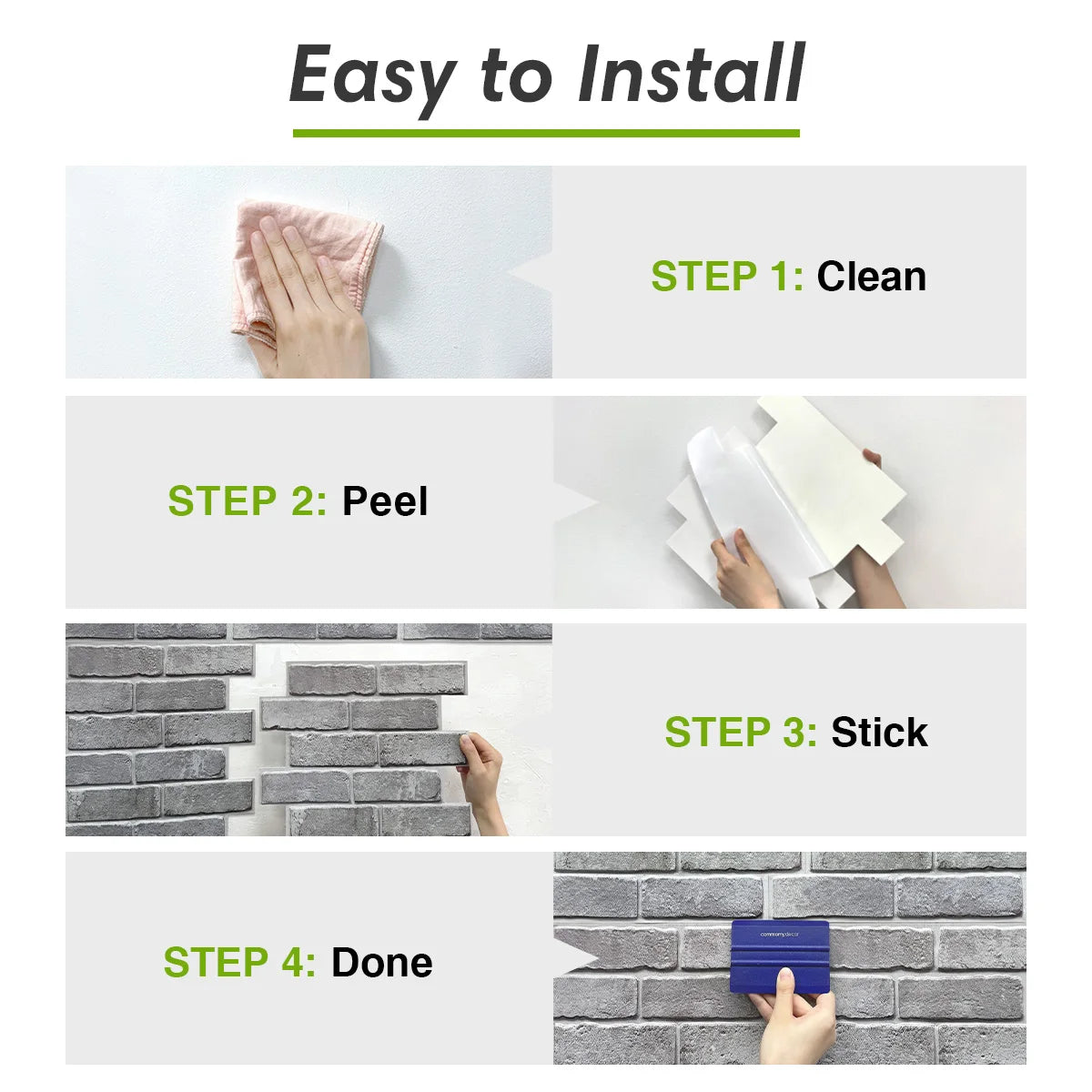 10pcs 3D Natural Grey Faux Brick Peel and Stick Wall Tile,Wall Stickers Living Room,Backsplash Self Adhesive,Wall Decor