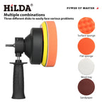 HILDA Electric Polishing Machine Set 7 Pcs Car Polisher for Car Maintenance Furniture Cleaning Detail Polishing and Waxing