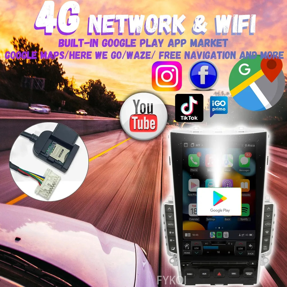 Car Radio For Infiniti Q50 Q50l Q50s Q60 2014-2020 CarPlay Android Auto Automotive multimedia Tesla Style Bluetooth 4G GPS WIFI