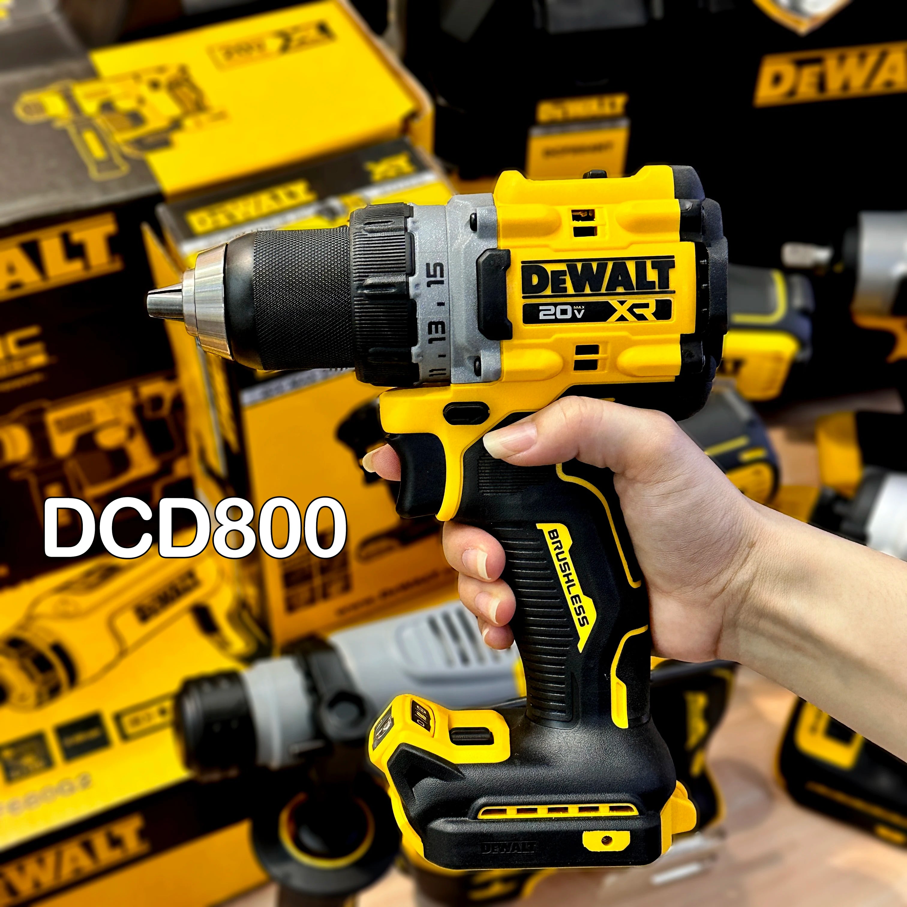 DEWALT 20V Brushless Cordless Compact Drill Driver DCD800 90N.m Rechargeable Original Electric Screwdriver Household Power Tools