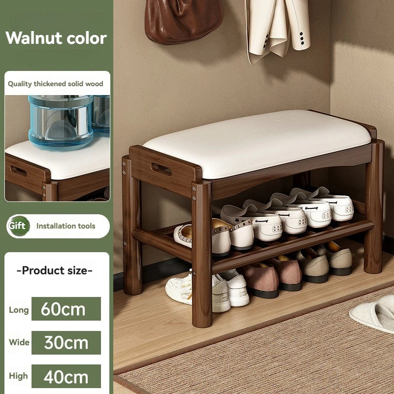 Shoe changing stool, home entrance shoe rack, can sit, in door shoe stool, solid wood shoe cabinet, living room entrance storage