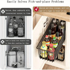 Pull Out Cabinet Organizer Slide Out Drawer Storage Shelves Cupboard Organiser Sliding Cabinet Basket for Kitchen No Drilling