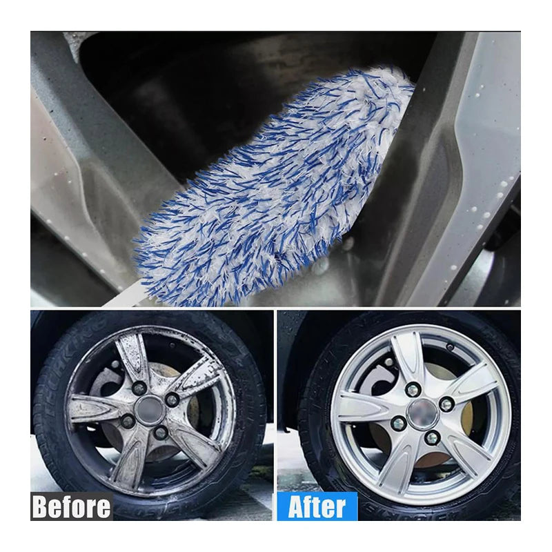 Automobile Dust Removal Brush Anti-slip Soft Handle High Absorbency Superfiber Car Tire Brush  Car Cleaning Tools Dusting Brush