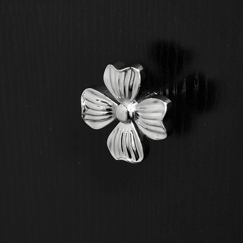 KEDLO Brass Clover Children's Room Personalized Creative Drawers Silver Knobs Minimalist Modern Kitchen Cabinet Gold Handle