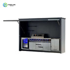Customized modern premium outdoor kitchen unit eco friendly aluminum modular cabinets grill sink fridge and 6 burner gas stove