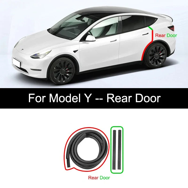 For Tesla Model Y 2021-2024 Door Seal Strip Kit Soundproof Rubber Weatherstrip for Model 3 B-Pillar Sealing Set Noise Reduction