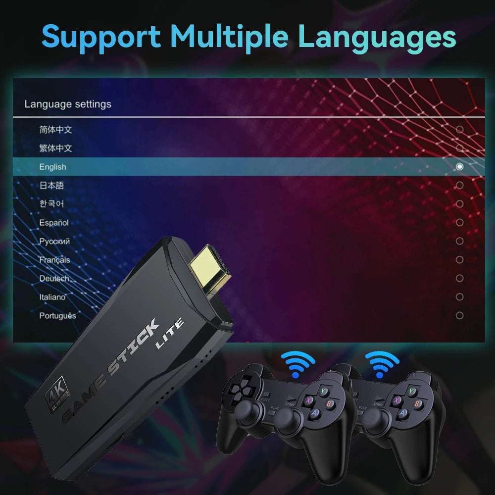 4K HD M8 TV Game Stick - 25000+ Classic Games Console with 2.4G Wireless Controllers | AlluCanFind