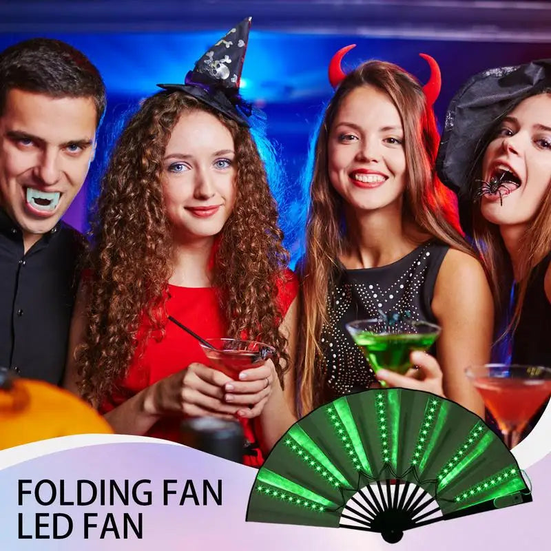 Light Up Folding Hand Fan LED Hand Fan For Dancing Stage Performance Props For Wedding Night Club Hot Weather Cooling Tools