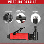 WORKPRO Air Angle Die Grinder 1/4'' Pneumatic Right Pneumatic Angle Grinder Air-Powered 90 Degree for Grinding Cutting Polishing