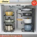 Kitchen Pot Rack Adjustable Multi-layer Under Sink Organizer Heavy Duty Cabinet Pan Holder Kitchen Storage Shelf for Cookware